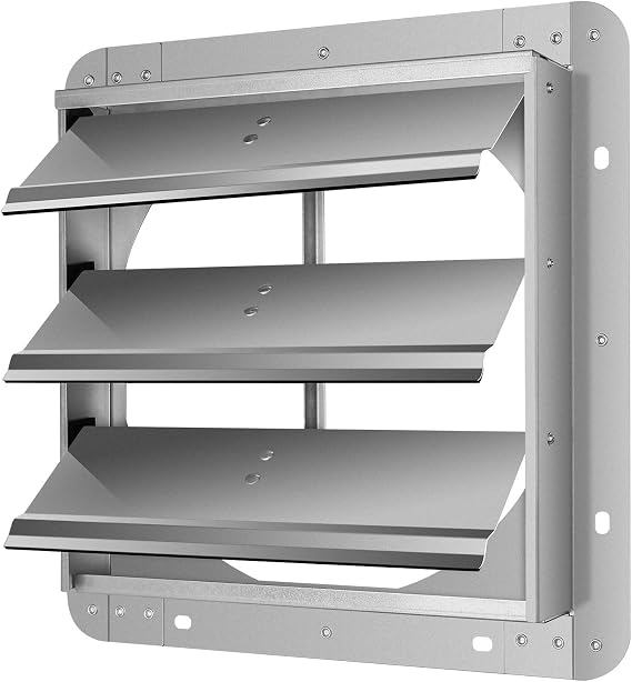 iPower 18-Inch Square Aluminum Automatic Gravity Shutter Louver Vent, Silver