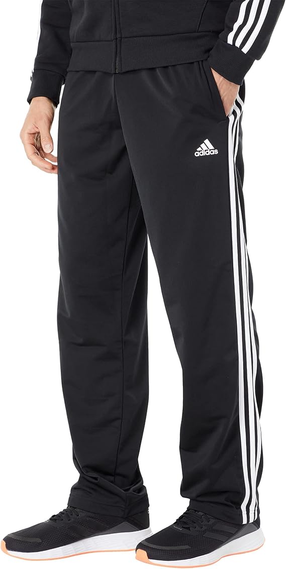 adidas Men's Standard Essentials Warm-Up Open Hem 3-Stripes Tracksuit Bottoms, Black/White, XX-Large
