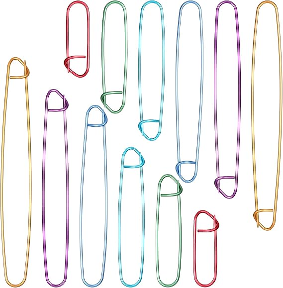 12PCS Knitting Stitch Holder, 6 Sizes Aluminum Yarn Stitch Holder, Colorful Stitch-Markers for Crocheting, Versatile Practical Knitting-Crochet Tools for Knitting, Sewing and Crocheting
