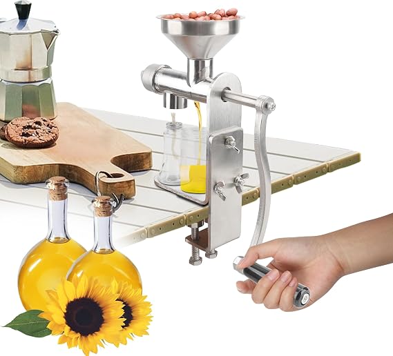 Manual Oil Press Machine, Household Cold Hot Oil Presser,Stainless Steel Oil Expeller,Hand Press Raw Material Oil Expeller Extractor,Oil Extractor Expeller Machine for Walnuts Sesame