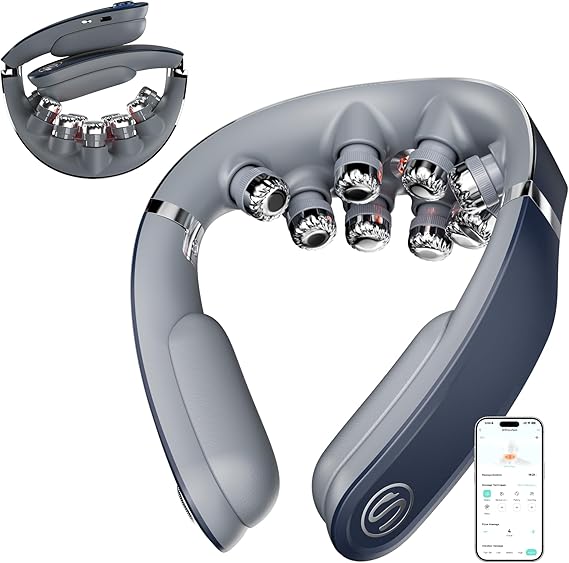 SKG FSA G7 Pro Fold Neck Massager for Strain Relief Deep Tissue | HSA Eligible Heat and Vibration Cordless Travel Massager, Birthday Gifts Foldable Neck Massager for Office Home Car Travel