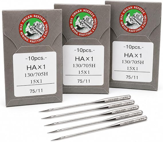 30 Pack Sewing Machine Needles Size 75/11 130/705H HAx1 Embroidery Sewing Needles for Brother Sewing Machine (3 Pack of 10 Needles)