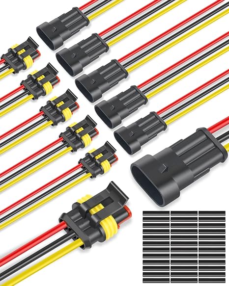 NAOEVO 3 Pin Connector Waterproof, 16 AWG 3 Wire Connectors, 6 Kits