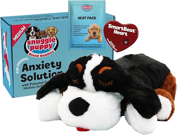 Snuggle Puppy Heartbeat Toy, Calming Comfort, Breed Buddies Bernese | Calming crate training comfort, heat pack, new puppy essentials, first nights, sleep, Medium Breed, Bernese Mountain Dog