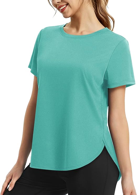 NIASHOT Workout Tops for Women Activewear Short Sleeve Shirts Gym Clothes Pilates Running Yoga Tops UPF 50+ Quick Dry