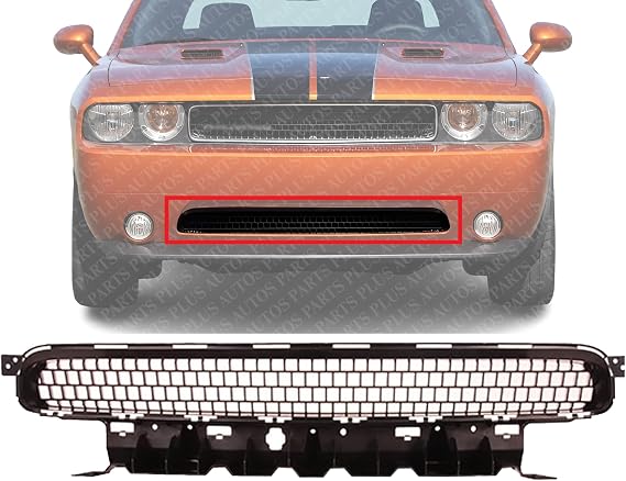 AUTOS PARTS PLUS Front Bumper Lower Grille Black Direct Replacement Compatible With 2011-2014 Dodge Challenger H1036129 68109841AA