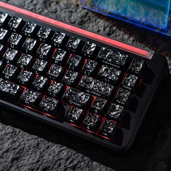 Carbon-Fiber Keycaps Set,118 Keys Cherry Profile PC Custom Keycaps with Side Printed Compatible with ANSI/ISO,60/65/75/TKL/Full-Size Layout Mechanical Keyboard (Black)
