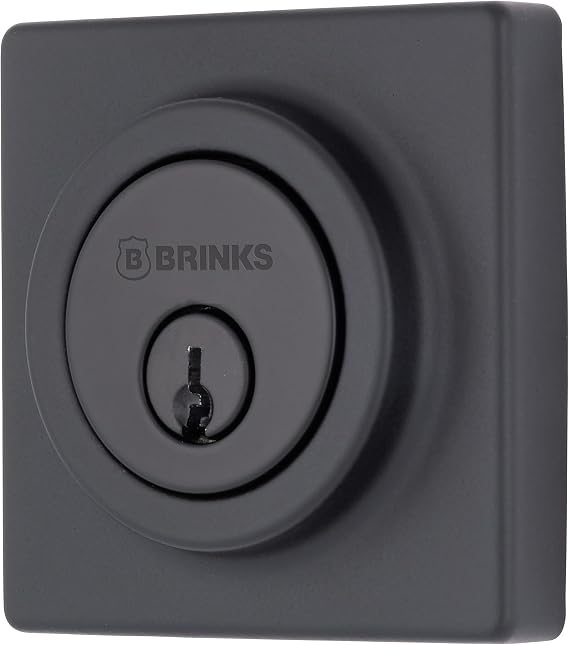 BRINKS Single Cylinder Deadbolt Door Lock for Front Door Home Improvement & Security Keyed Entry, Pick Resistant - Matte Black