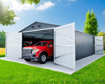 20x13 Shed, Metal Storage Building with 2 Lockable Doors, Large Metal Garage Shed with 4 Air Vents, Sheds & Outdoor Storage Clearance, Prefab Garage Building for Car, Truck, Tool, Lawnmower, Dark Gray
