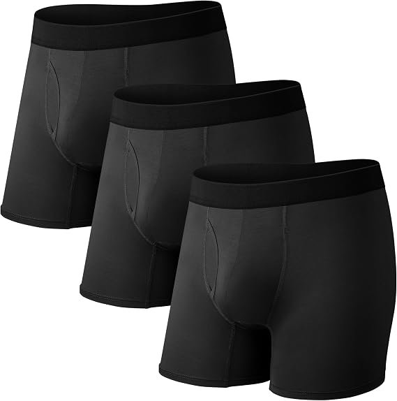 Mens Viscose Boxer shorts 6 Pack, Breathable Moisture Wicking Underwear with Pouch for Sports & Daily Wear