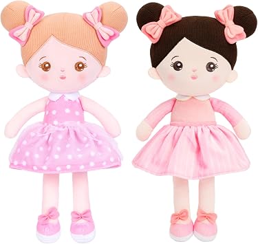OUOZZZ 2 PCs 12.6" Soft Baby Doll for Girls - First Baby Doll Plush Rag Doll Sleeping Cuddle Buddy Doll Toy for Kids