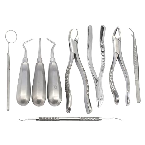 OdontoMed2011 9 Pcs Basic Dental Extracting Extraction Forceps Elevators Set EX-346