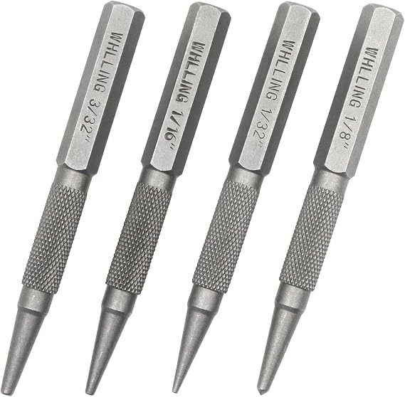 4-Piece Nail Setter Punch and Center Punch Set, Heat Treated Alloy Steel