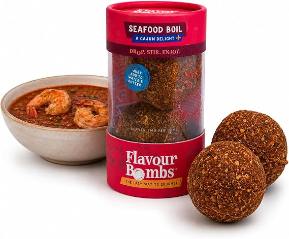 Flavour Bombs Cajun Seafood Boil Sauce Base - 2 Pack - Garlic Butter | Makes 4 Portions of Cajun Garlic Butter Seafood Boil Sauce, 25+ Herbs &amp; Spices, Great Taste 2026 Winner