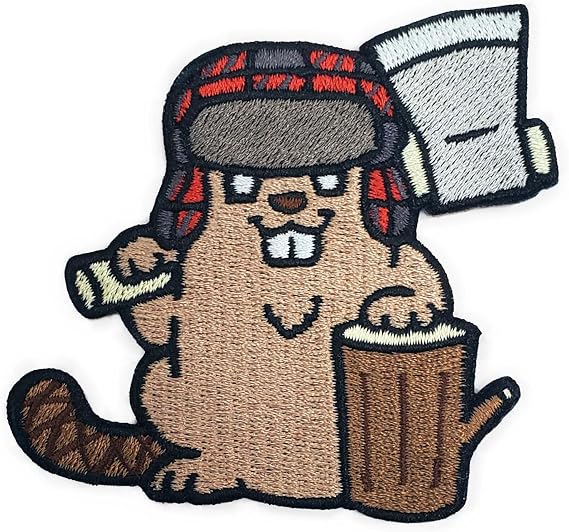 Lumberjack Beaver Patch - Embroidered Iron On Patch
