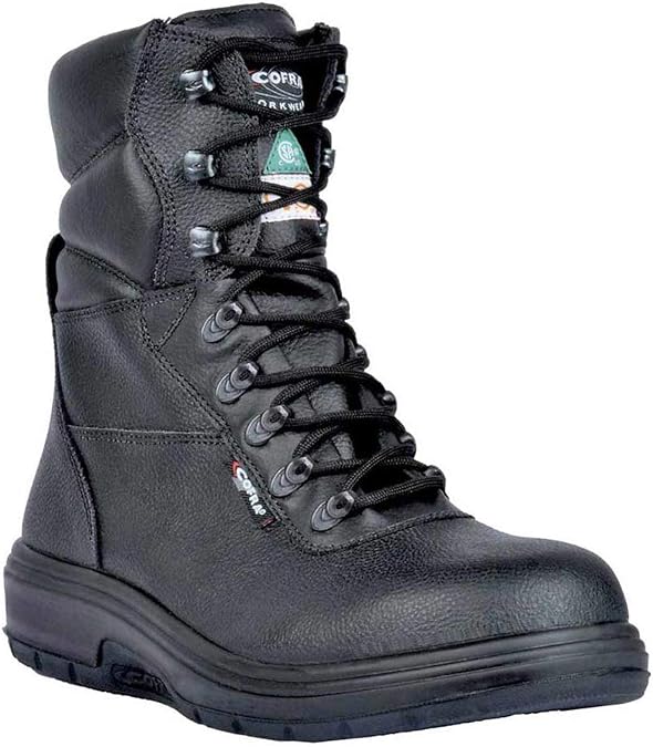 COFRA Leather Work Boots - US ROAD Treadless Asphalt Footwear with Composite Safety Toe & Heat Defender Nitrile Rubber Outsole - Size 9