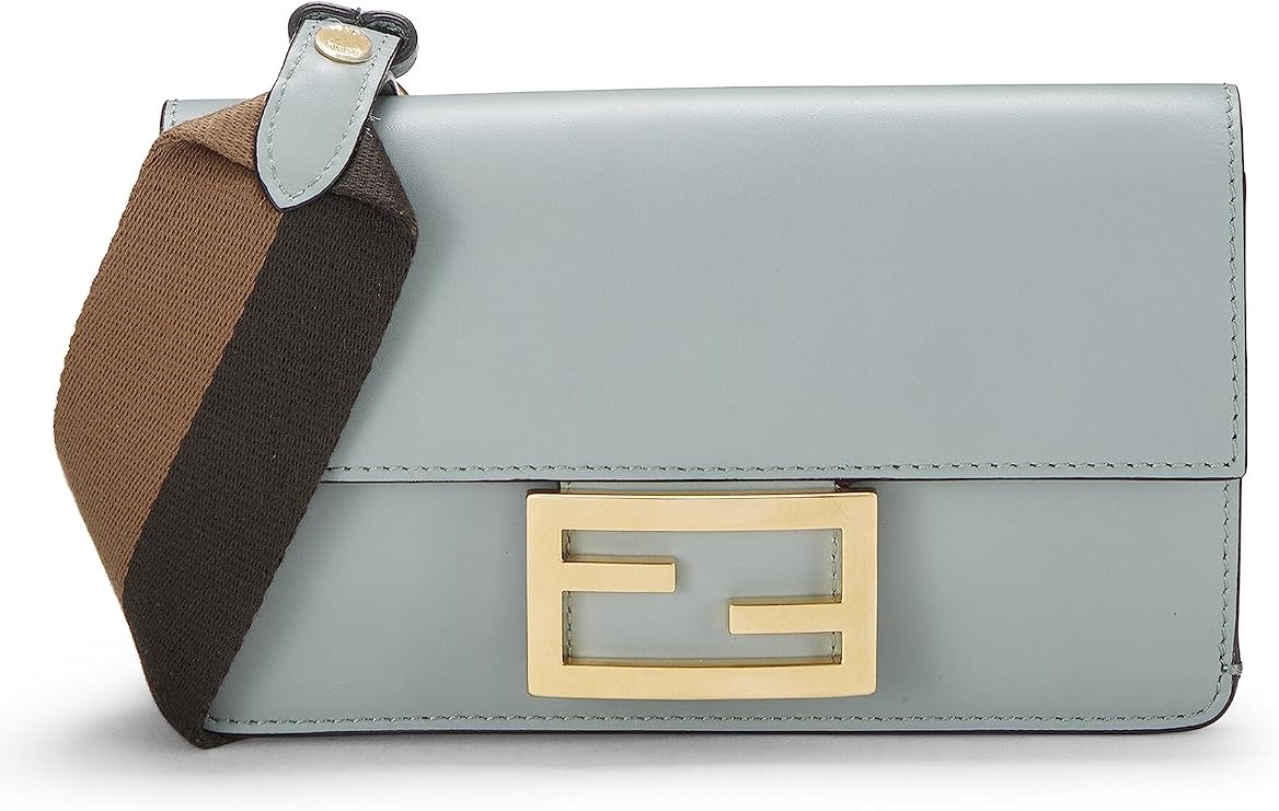 Pre-loved Green Leather Flat Baguette Bag Mini, Green