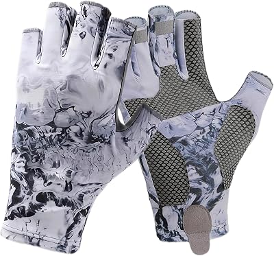 Fishing Gloves UPF50 Sun Gloves, UV Protection Fingerless Gloves Men Women for Fly Fishing,Sailing,Hiking,Kayaking, Rowing,Paddling,Canoeing,Driving,Hunting,Fisherman Fishing Accessories