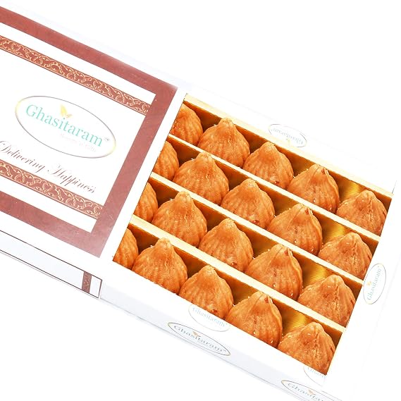 Ghasitaram Gifts Indian Sweets - Ganesh Chturthi Gifts - Ghasitaram Gifts Indian Sweets - Gud Kaju Modaks 400 GMS