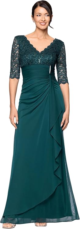 Betsy & Adam Womens Floor-Length, Sleeveless, Sheer Hem, with Fitted Silhouette and Notched Lapel Neckline