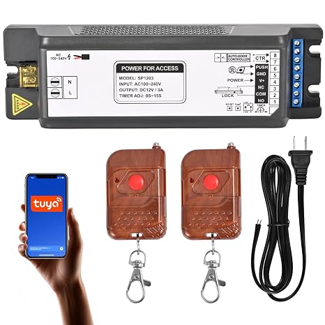 Smart Access Control Power Supply Controller, 12V/14V 3A with Delay Timer, WiFi & Tuya App Remote, 433MHz Remote Control, Compatible with Electric Locks, Door Access Systems & Intercoms