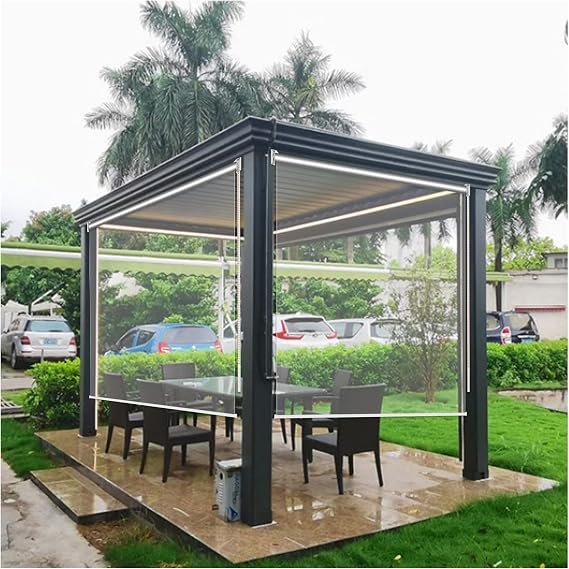 Clear Exterior Roller Shade Window Clear Roller Shade,Patio Gazebo Waterproof Roll-Up Blinds, Shades PVC Transparent Roller Shades,Clear PVC Plastic Window Blind,100x100cm/39.3x39.3in [Energy Class A]