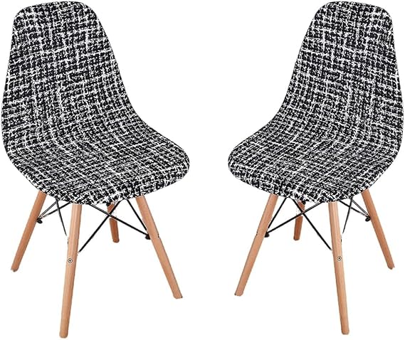 Shell Chair Cover Stretch Printed Dining Chair Covers Mid Century Modern Dining Chair Covers Stretchable Lounge Armless Chair Cover for Dining Living Room Side Chairs (Pattern06, 2PCS)