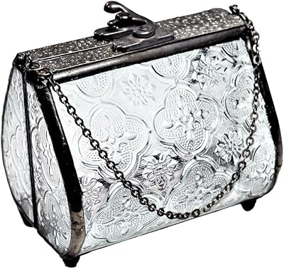 Vintage Glass Purse Trinket Box Ideal for Jewelry Trinkets Decoratiave Art - J Devlin Box 515