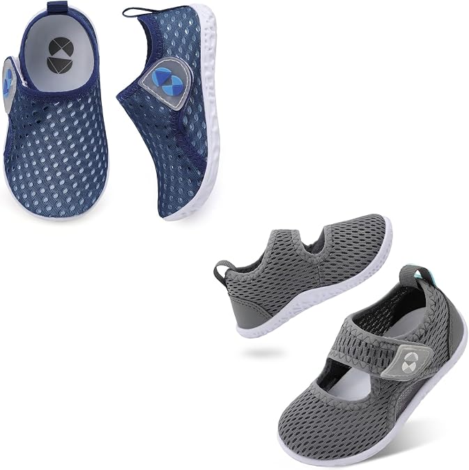 Toddler Water Shoes for Boys Girls Swim Beach Kids Aqua Socks Set of 2 Pairs Size 7 Toddler Mesh Navy Deepgrey