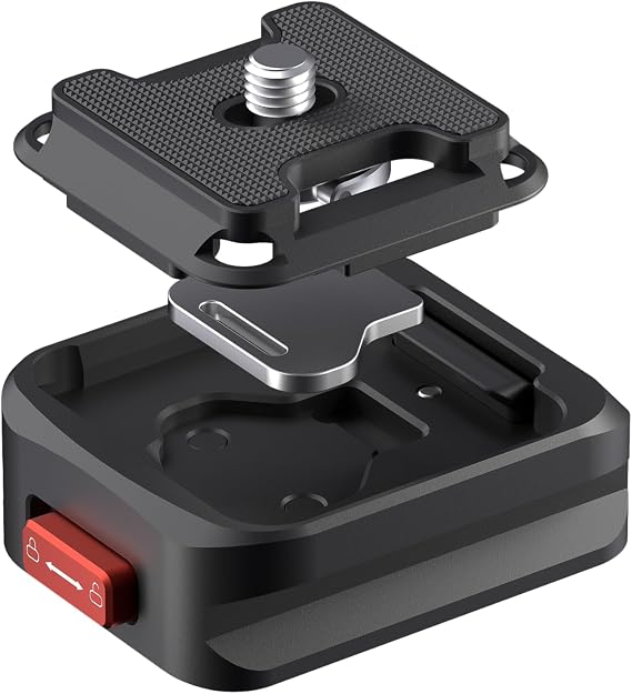 Freewell Tripod Quick Release Clamp for Fast Camera Mounting, Aluminum Build with 1/4"-20 Screw, Supports 10kg, Compatible with DSLR, Mirrorless Cameras, and Tripods