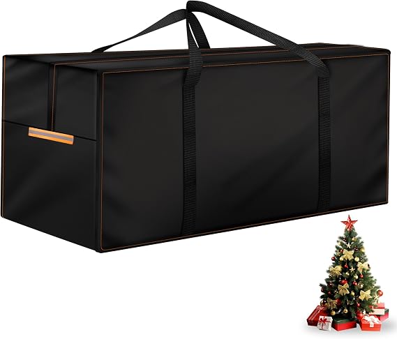 Enzeno Garden Cushion Storage Bag,Patio Cushion Storage Bag,Outdoor Cushion Organizer Covers with Zipper and Handles,Large Christmas Tree Storage Bags(174x72x53cm)