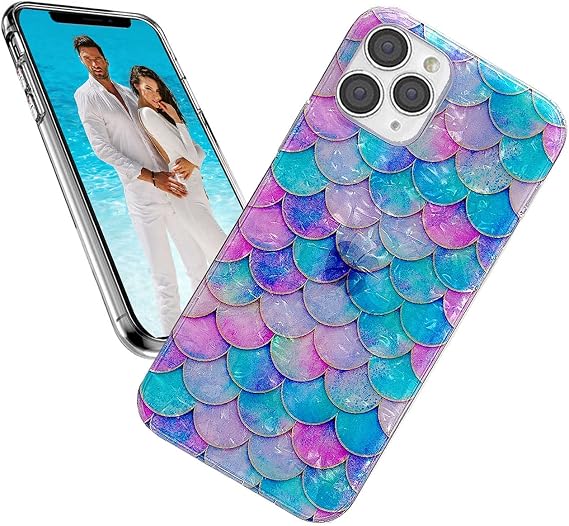 for iPhone 11 Pro Max Case for Girl Women Men,Glitter Pearly Shell Luster Sparkle Bling Soft Slim Thin Girly Phone Cases Cover for iPhone 11 XI ProMax 6.5,Mermaid Tail