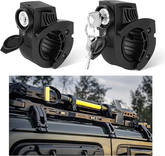 Shovel Holder Rubber Grip Mount Kit with Lock Fits 0.79"-1.97" Tool Handles, Quick-Release for Off-Road Vehicles, Roof Racks, Molle Panels, SUVs, Trucks, UTVs, ATVs Heavy-Duty, Anti-Theft Design