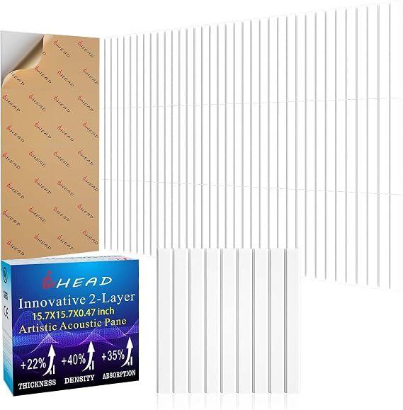 BSHEAD 8 Pack Large Soundproof Wall Panels, 15.7 x 15.7 x 0.47 in Sound Proof Foam Panels for Walls, 1.2lb/ft3 High Density, Thicker 0.47in, Acoustic Panels, Sound Dampening Panels White