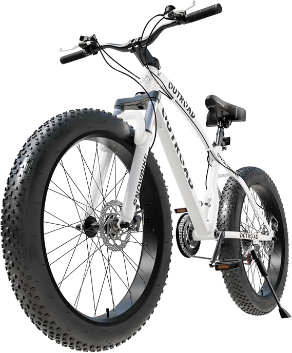Max4out 26 Inch Fat Tire Mountain Bike, 4-Inch Tide Tires 21-Speed Dual Disc Brake Bicycle with Suspension Fork, Heavy-Duty Mountain Bike for Big & Tall Riders