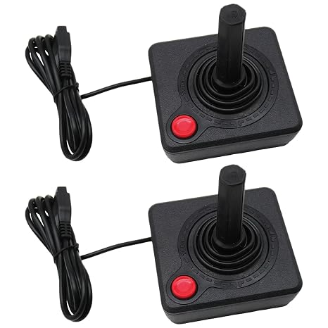 Loner 2-Pack Replacement Wired Joystick Controller Compatible for Atari 2600 Console System - Black