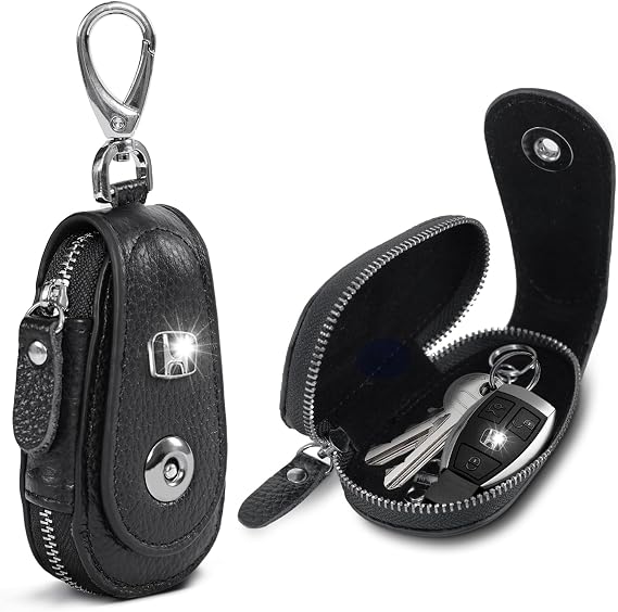ANEW Universal Car Key Fob Case Key Fob Protector Genuine Leather Car Key Fob Holder Keychain for Key Fob Holder Case (1 Pcs)