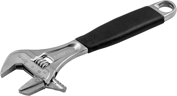 Bahco 6" SAE Ergo Combination Industrial Chrome Finish Adjustable/Pipe Wrench, Reversible Jaw for Dual Functionality, Aggressive Angled Teeth, True Ergo Thermoplastic Handle, and Slim Tapered Jaws