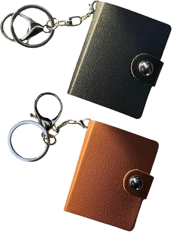 2Piece Mini Leather Photo Album With Keychains For Family DIY Small Photo Album 2Inch Photos Pocket With Key Chain