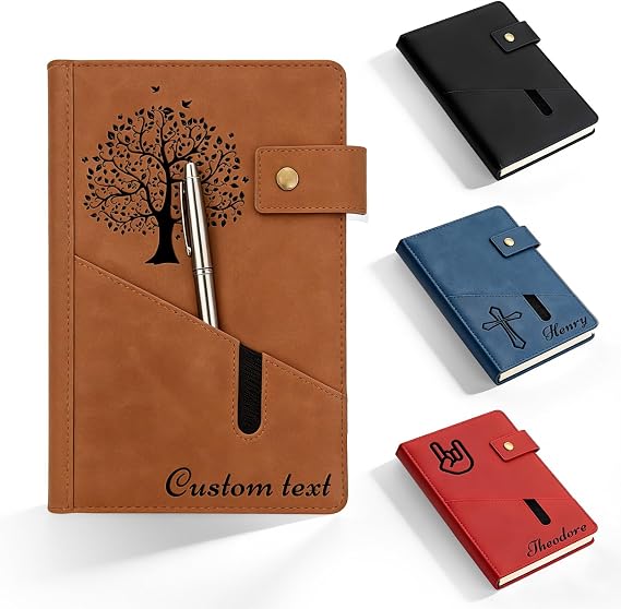 Custom Text Leather Journal Personalized Notebook A5 Lined Bound Journal