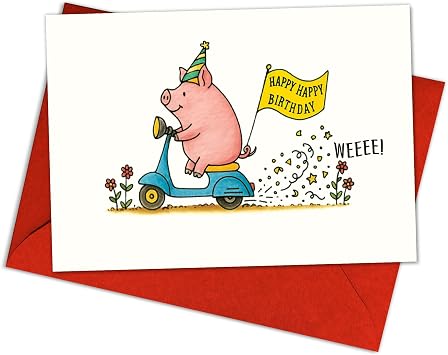 Happy Birthday Greeting Card Fun and Playful Gift for Kids, Friends, and Family Blank Inside, Envelope Included 8x5.3 Inch