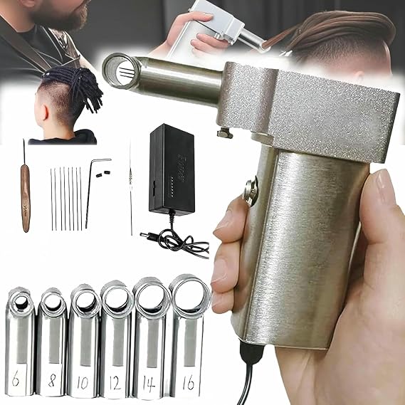 Dreadlock Making Machine, Dreadlock Machine Set, Automatic Dreadlock Machine, Handheld Dreadlock Crochet Braiding Machine with 6 Machine Heads for Making Dreadlocks and Braided Hair Extensions~/