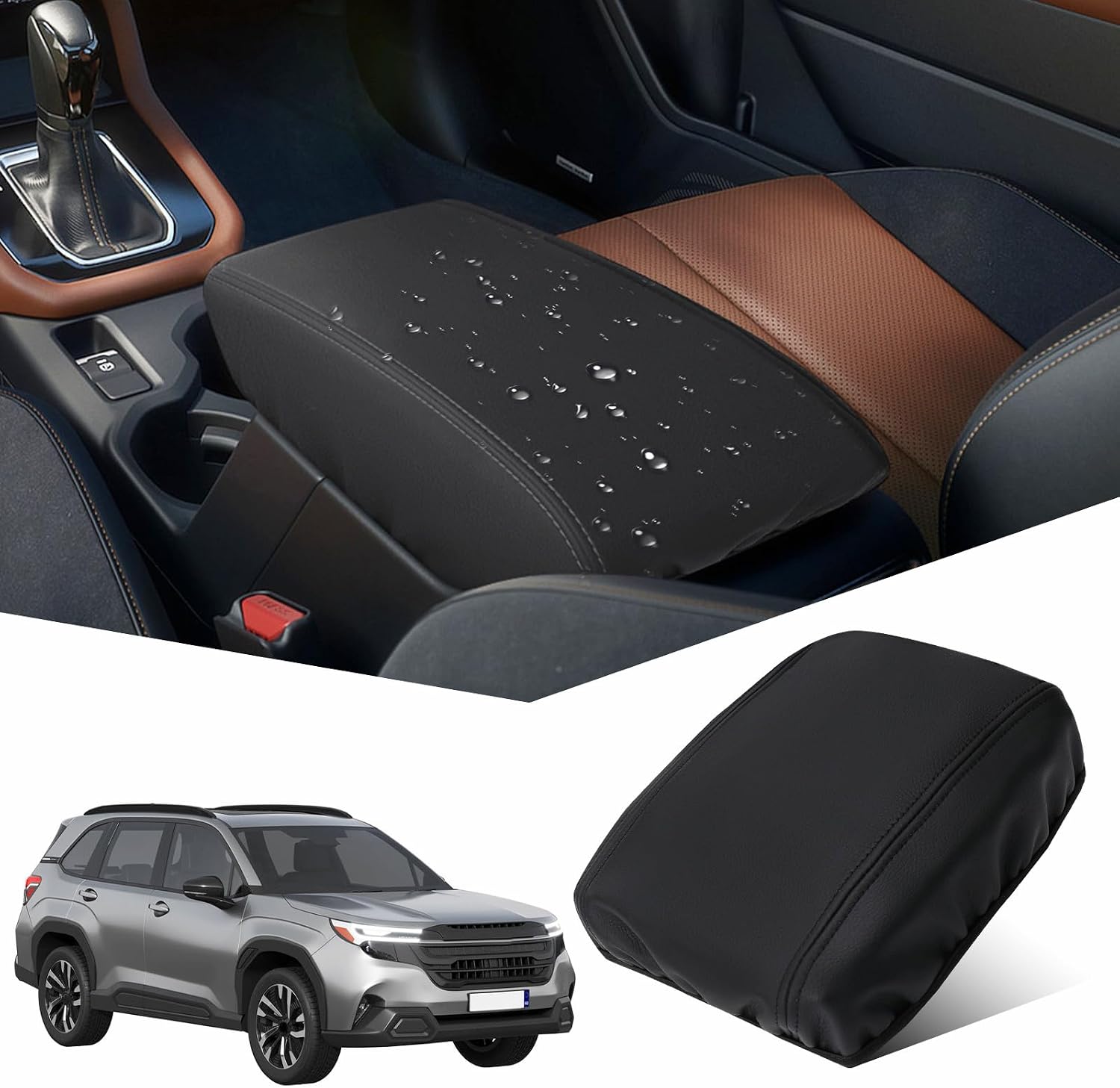 Center Console Cover for 2025 Subaru Forester Base, Premium, Sport, Limited & Touring, Scratch & Spill Protection, Leather Armrest Protector, Subaru Forester Accessories