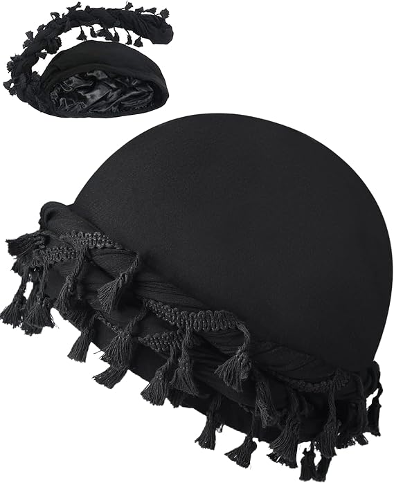 Satin Lined Halo Turban for Men Women Vintage Head Wraps Beanies Sleep Cap Turban Durag for Locs Dreadlocks