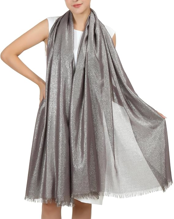 Glory Max Women Sparkling Glitter Metallic Large Pashmina Shawl Wrap Scarf for Party Bridal Wedding Dresses