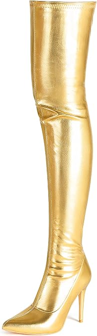 CAMSSOO Women's Over the Knee Boots Pointed Toe Stiletto Thigh High | Faux Suede / PU ,3.94" Heel Side Zip Non-Slip Base for Steady Strides Comfy Trendy Club Boots