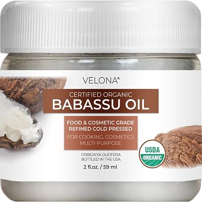 velona Babassu Oil USDA Certified Organic - 2 Fl Oz | 100% Pure and Natural Carrier Oil | Refined, Cold Pressed | Face, Hair, Body & Skin Care and Cooking | Use Today - Enjoy Results