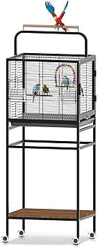 Bird Wrought Iron Cage, Home Style Detachable Travel Birdcage for Small and Medium Birds Parrots Lovebird Conures Cockatiel,Black,52-Inch