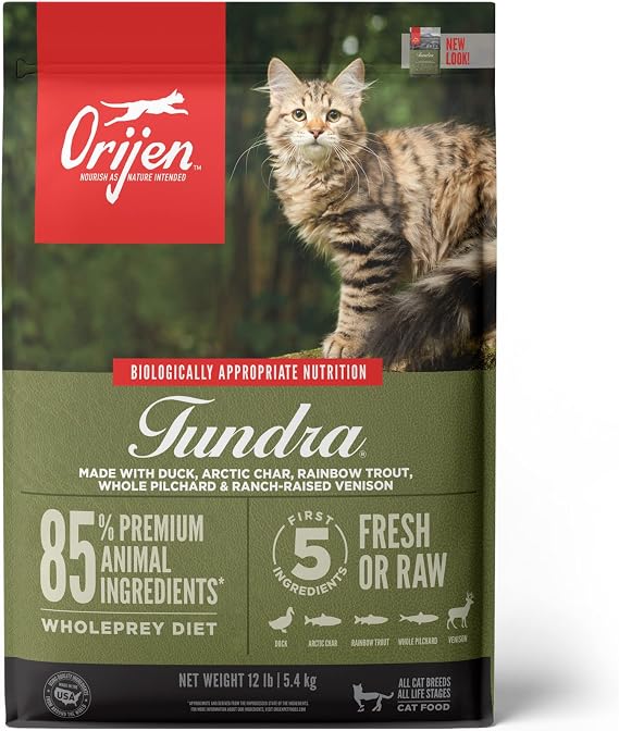 ORIJEN Tundra Dry Cat Food, Grain Free Cat Food for All Life Stages, WholePrey Diet, 12lb