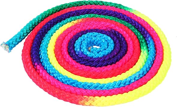 Gymnastics Art Rope, Rainbow Color Rhythmic Gym Ropes Solid Competition Arts Training Sports Rope Reusable Nylon Jumping Equipment for Professional Skipping Home Fitness Kids Playing Exercise